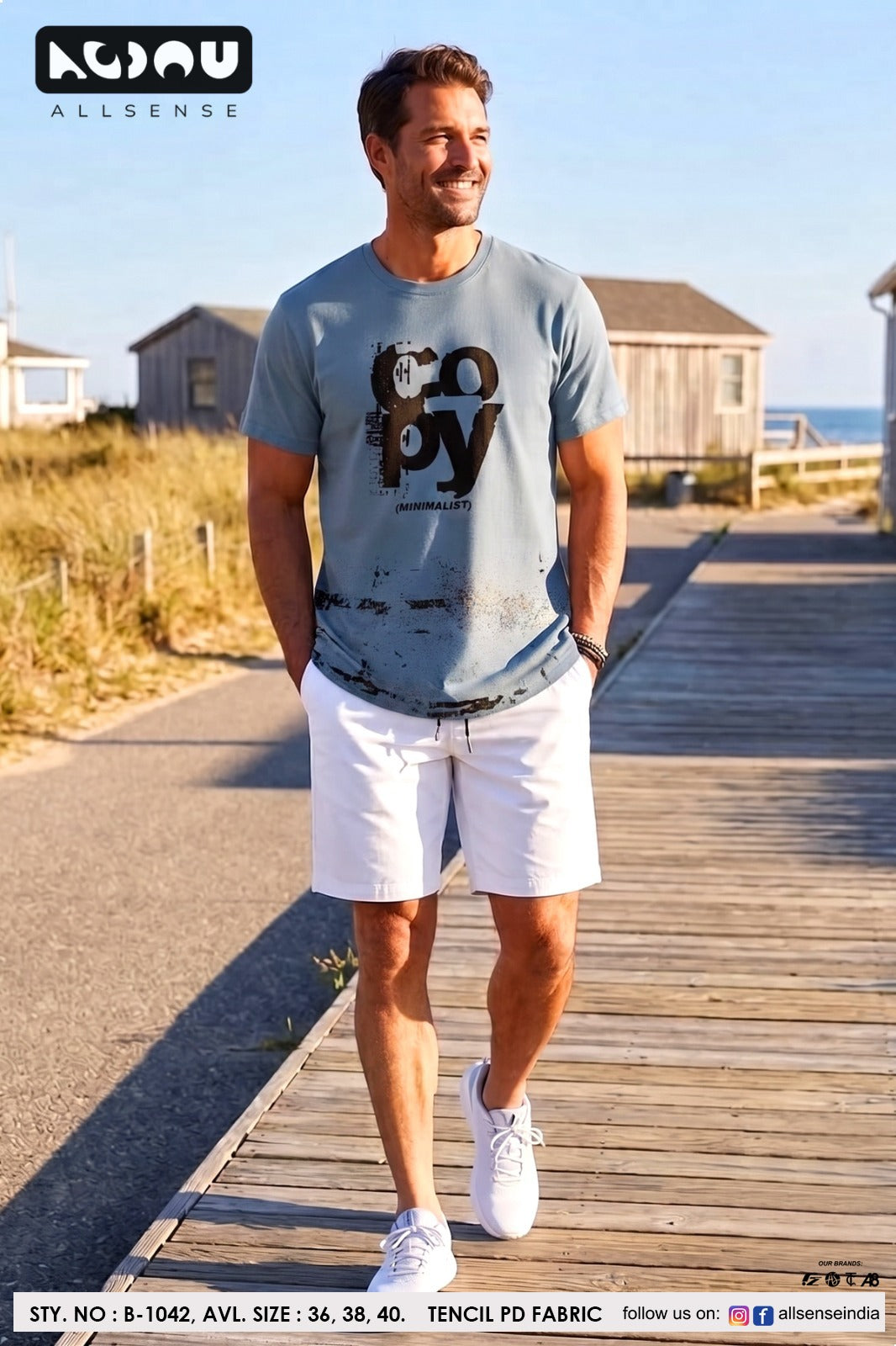 B 1042 Dobby Allsense Tencil Mens Tshirts Manufacturer