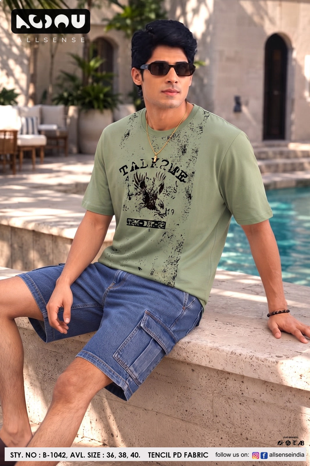 B 1042 Dobby Allsense Tencil Mens Tshirts Manufacturer