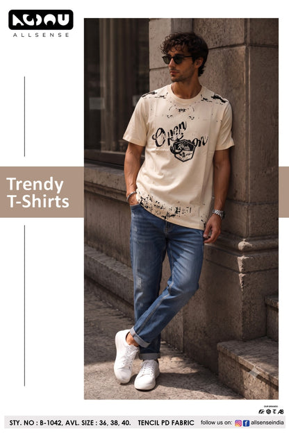B 1042 Dobby Allsense Tencil Mens Tshirts Manufacturer