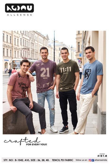 B 1042 Dobby Allsense Tencil Mens Tshirts Manufacturer