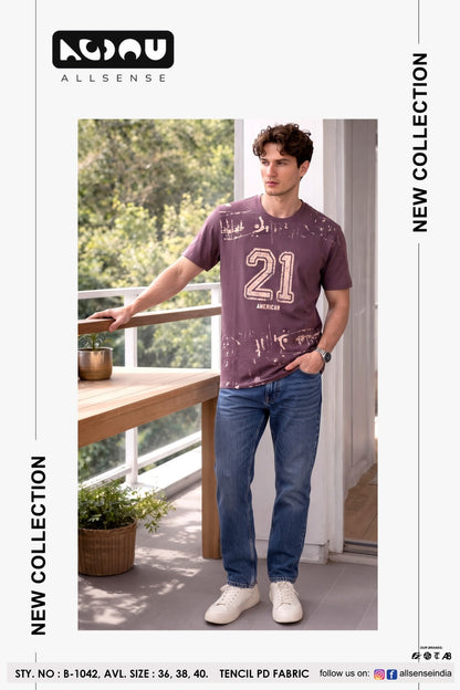 B 1042 Dobby Allsense Tencil Mens Tshirts Manufacturer