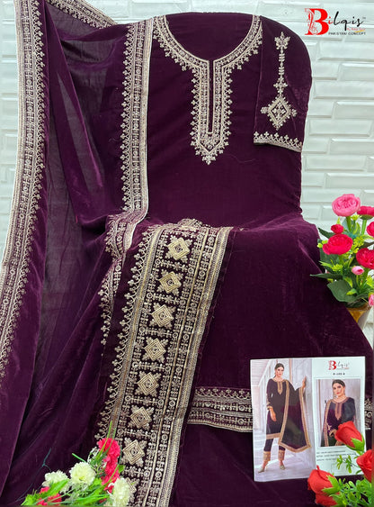 B 105 Bilqis Velvet Suits Exporter