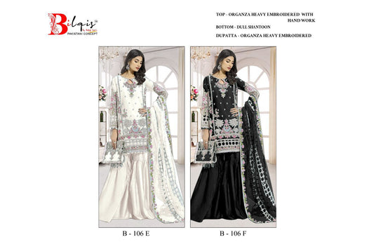 B 106Ef Bilqis Organza Pakistani Salwar Suits Exporter