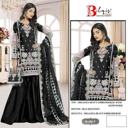 B 106Ef Bilqis Organza Pakistani Salwar Suits Exporter