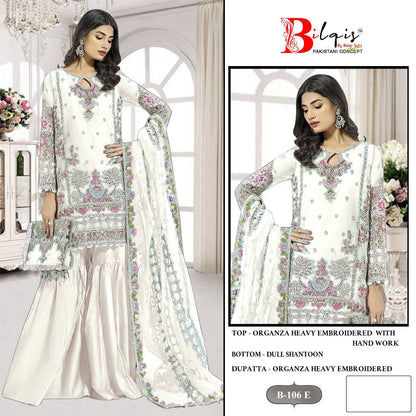 B 106Ef Bilqis Organza Pakistani Salwar Suits Exporter