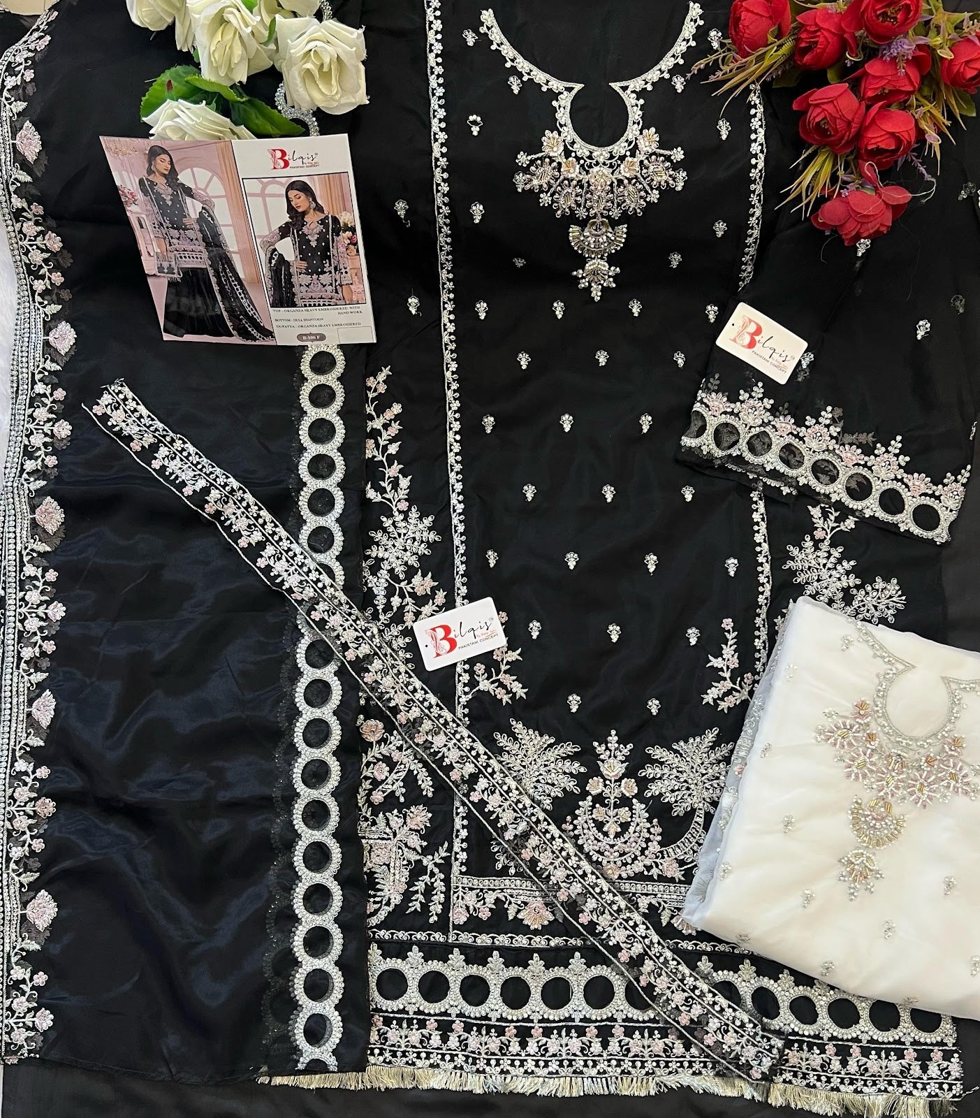 B 106Ef Bilqis Organza Pakistani Salwar Suits Exporter