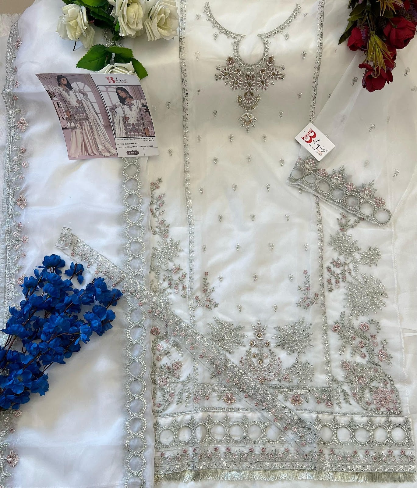 B 106Ef Bilqis Organza Pakistani Salwar Suits Exporter
