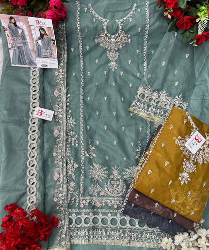 B 106Mnop Bilqis Organza Pakistani Salwar Suits Wholesaler
