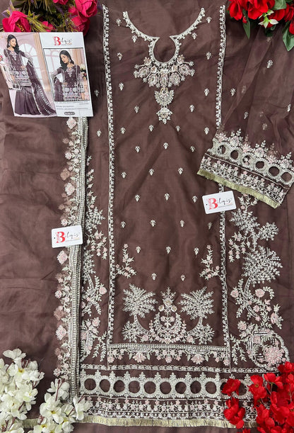 B 106Mnop Bilqis Organza Pakistani Salwar Suits Wholesaler