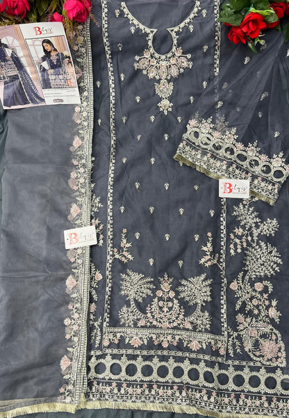 B 106Mnop Bilqis Organza Pakistani Salwar Suits Wholesaler