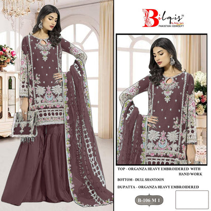 B 106Mnop Bilqis Organza Pakistani Salwar Suits Wholesaler