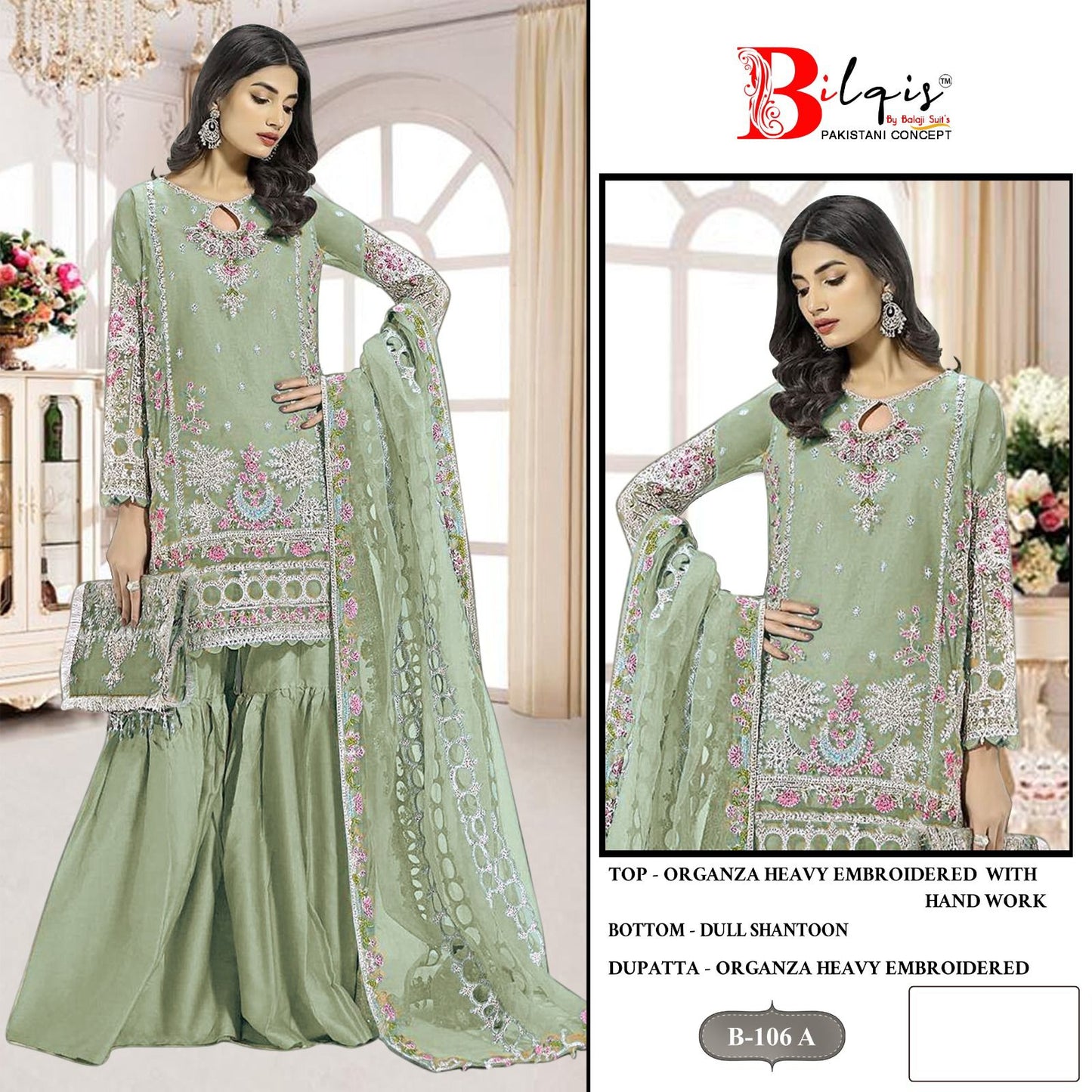 B 106 Abcd Bilqis Organza Pakistani Salwar Suits Manufacturer India