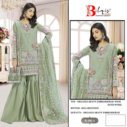 B 106 Abcd Bilqis Organza Pakistani Salwar Suits Manufacturer India