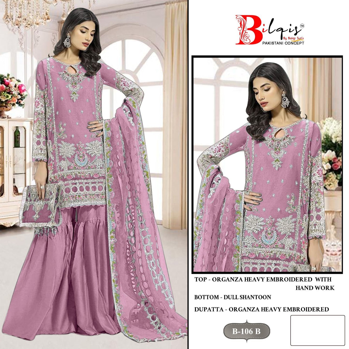 B 106 Abcd Bilqis Organza Pakistani Salwar Suits Manufacturer India