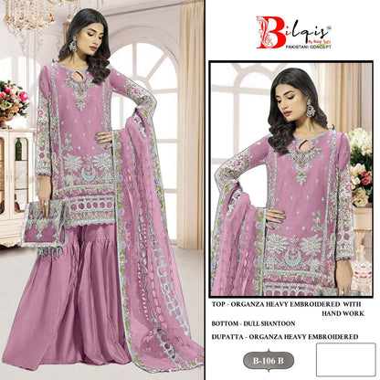 B 106 Abcd Bilqis Organza Pakistani Salwar Suits Manufacturer India