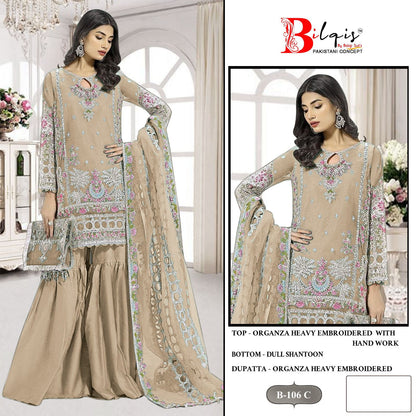 B 106 Abcd Bilqis Organza Pakistani Salwar Suits Manufacturer India