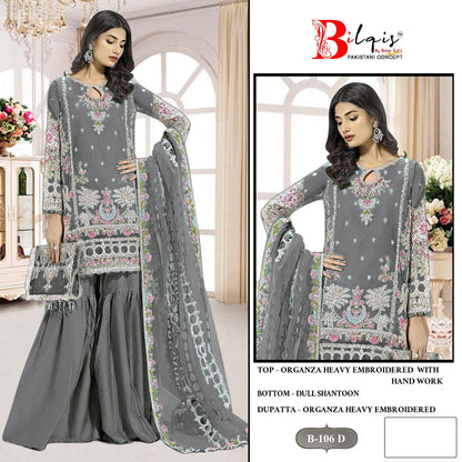 B 106 Abcd Bilqis Organza Pakistani Salwar Suits Manufacturer India