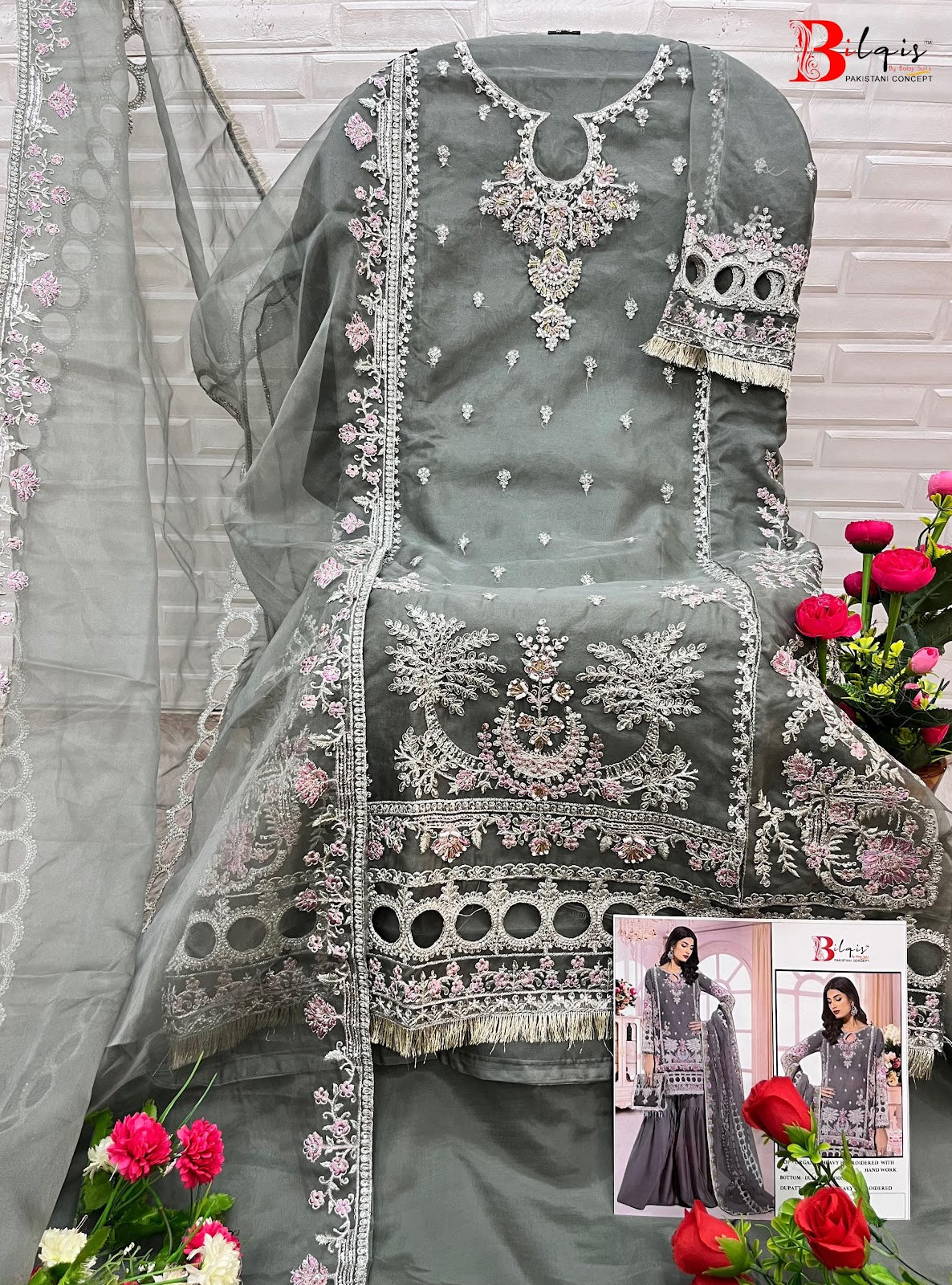 B 106 Abcd Bilqis Organza Pakistani Salwar Suits Manufacturer India