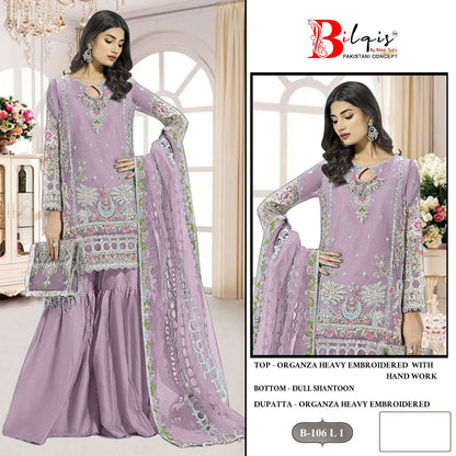 B 106 I1 To L1 Bilqis Organza Pakistani Salwar Suits Wholesale Rate