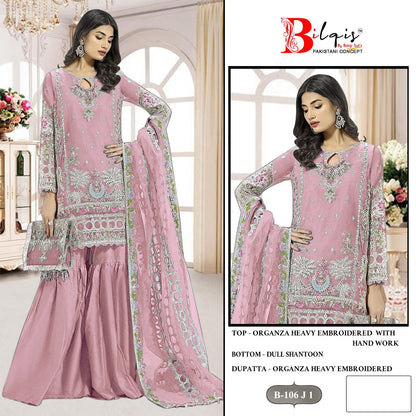 B 106 I1 To L1 Bilqis Organza Pakistani Salwar Suits Wholesale Rate