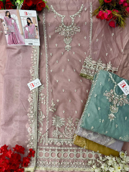 B 106 I1 To L1 Bilqis Organza Pakistani Salwar Suits Wholesale Rate