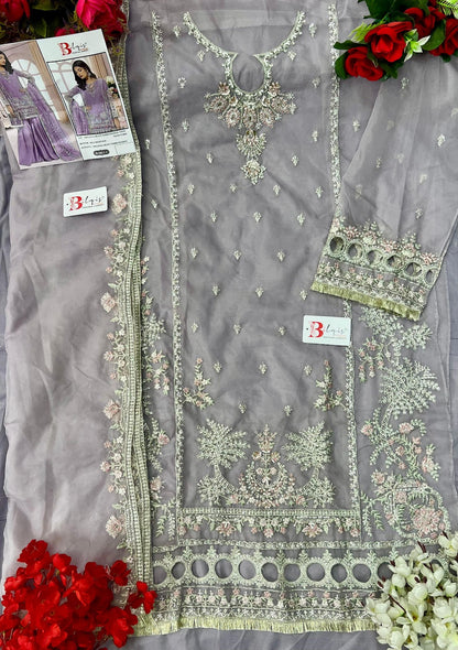 B 106 I1 To L1 Bilqis Organza Pakistani Salwar Suits Wholesale Rate