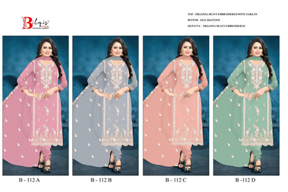 B 112 Bilqis Organza Pakistani Salwar Suits Manufacturer