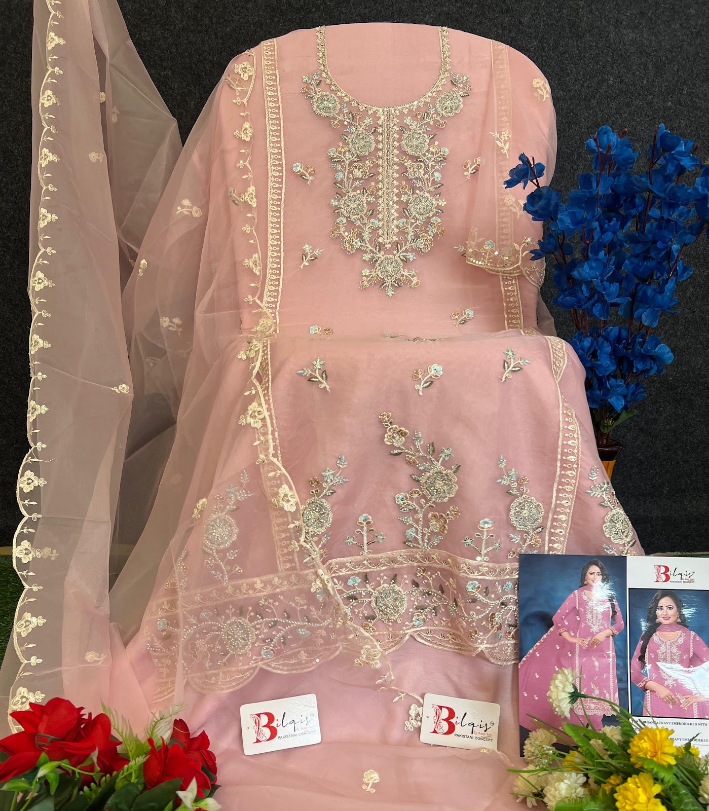 B 112 Bilqis Organza Pakistani Salwar Suits Manufacturer