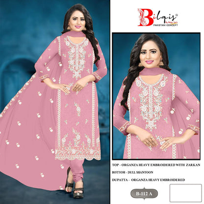 B 112 Bilqis Organza Pakistani Salwar Suits Manufacturer