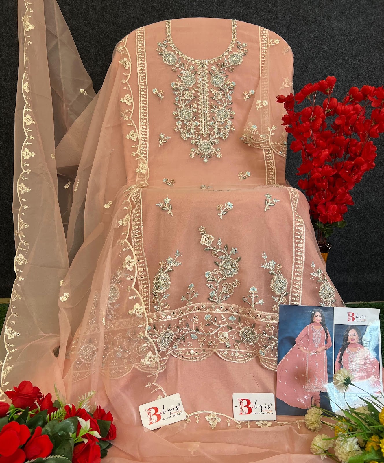 B 112 Bilqis Organza Pakistani Salwar Suits Manufacturer