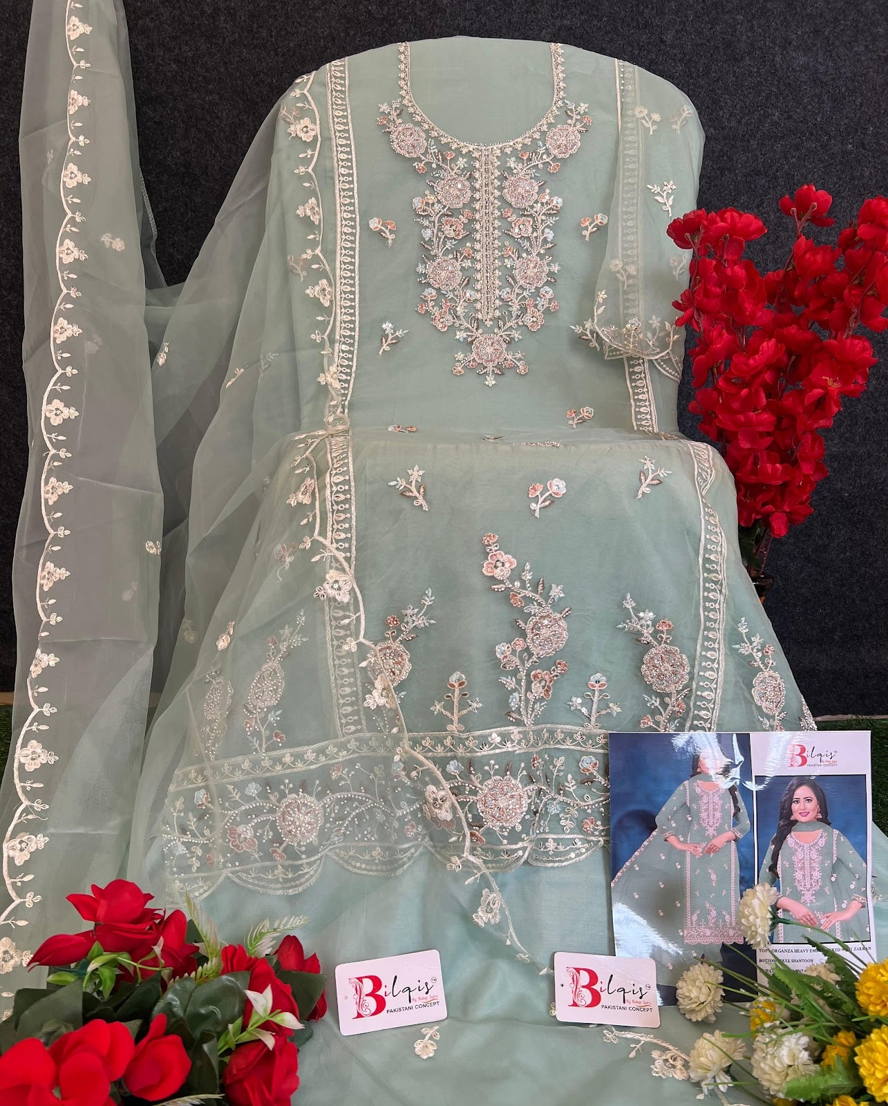 B 112 Bilqis Organza Pakistani Salwar Suits Manufacturer