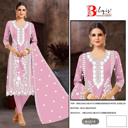 B 113 Bilqis Organza Pakistani Salwar Suits Wholesaler Gujarat