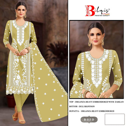 B 113 Bilqis Organza Pakistani Salwar Suits Wholesaler Gujarat