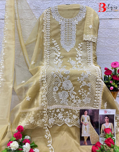 B 113 Bilqis Organza Pakistani Salwar Suits Wholesaler Gujarat