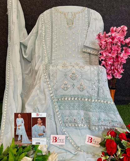 B 114 Bilqis Fox Georgette Pakistani Salwar Suits Manufacturer Ahmedabad