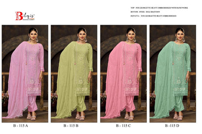 B 115 Bilqis Fox Georgette Pakistani Salwar Suits Exporter