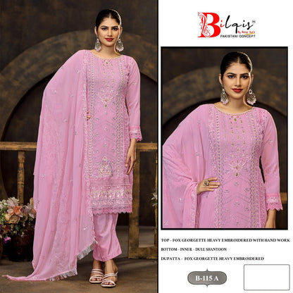 B 115 Bilqis Fox Georgette Pakistani Salwar Suits Exporter