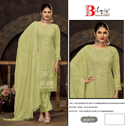 B 115 Bilqis Fox Georgette Pakistani Salwar Suits Exporter
