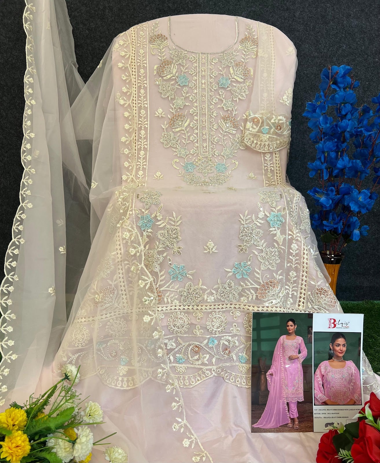 B 117 Bilqis Organza Pakistani Salwar Suits Wholesaler