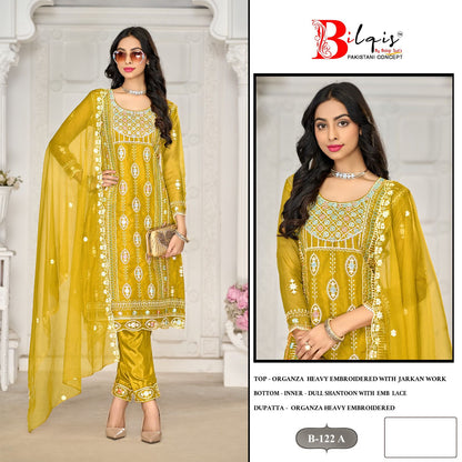 B 122 Bilqis Organza Pakistani Salwar Suits Wholesaler Gujarat