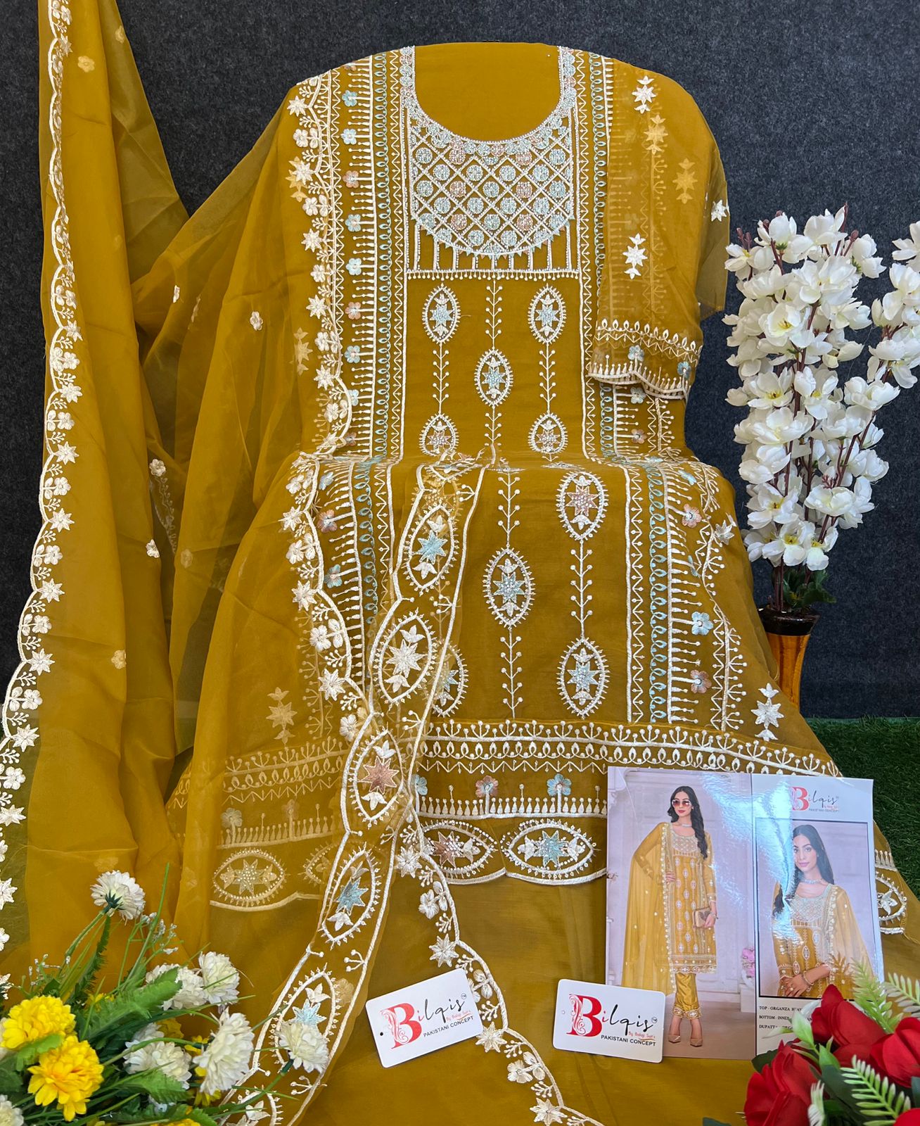 B 122 Bilqis Organza Pakistani Salwar Suits Wholesaler Gujarat