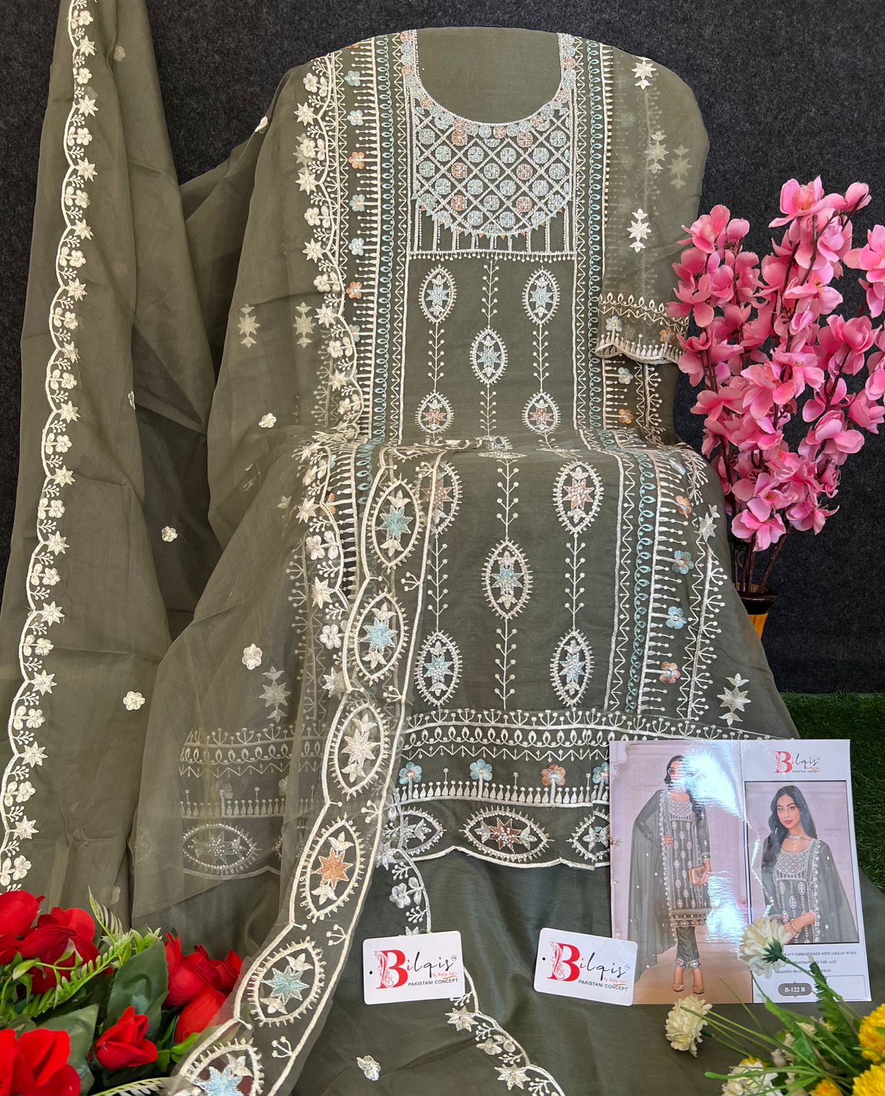 B 122 Bilqis Organza Pakistani Salwar Suits Wholesaler Gujarat