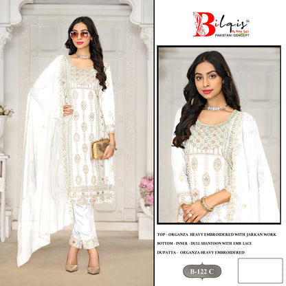 B 122 Bilqis Organza Pakistani Salwar Suits Wholesaler Gujarat