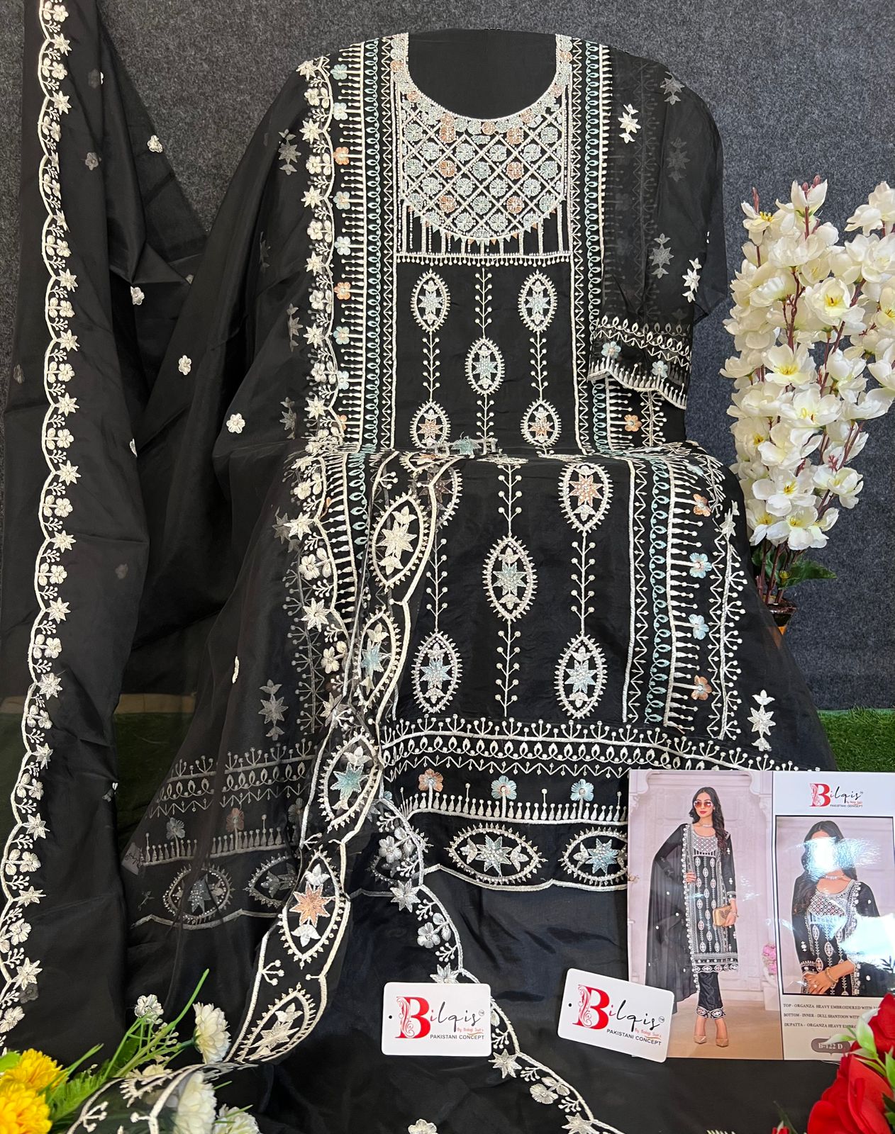 B 122 Bilqis Organza Pakistani Salwar Suits Wholesaler Gujarat