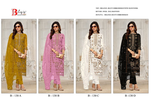B 130 Bilqis Organza Pakistani Salwar Suits Exporter Gujarat