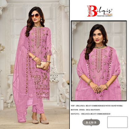 B 130 Bilqis Organza Pakistani Salwar Suits Exporter Gujarat