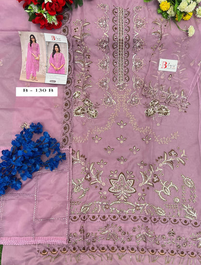 B 130 Bilqis Organza Pakistani Salwar Suits Exporter Gujarat