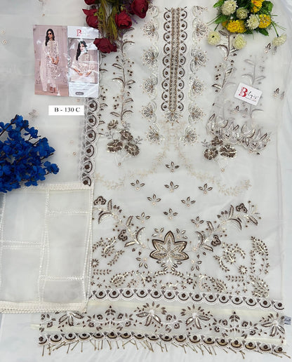 B 130 Bilqis Organza Pakistani Salwar Suits Exporter Gujarat