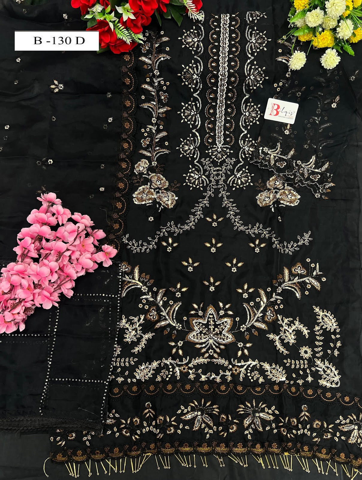 B 130 Bilqis Organza Pakistani Salwar Suits Exporter Gujarat