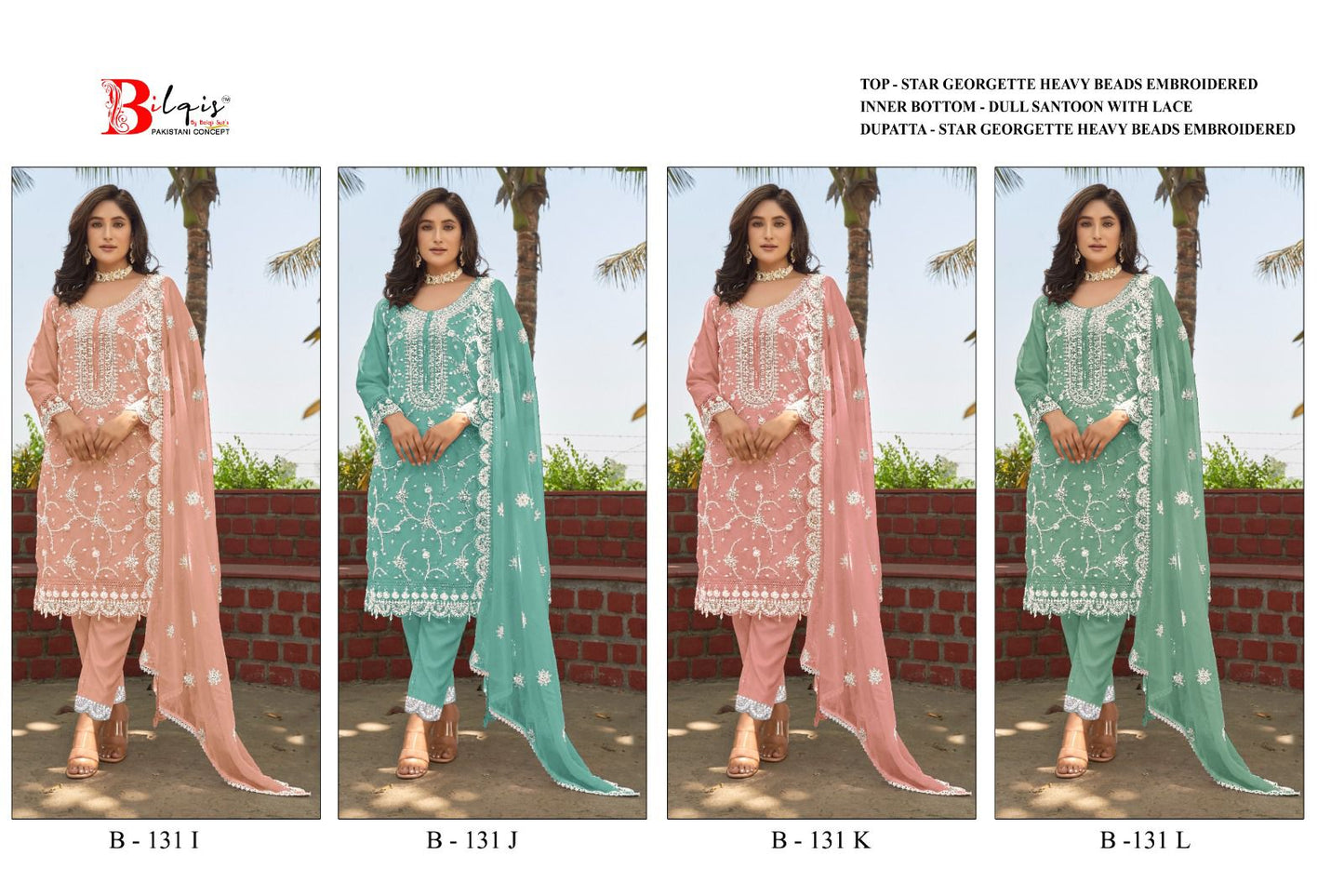 B 131 Ijkl Bilqis Fox Georgette Pakistani Salwar Suits Supplier Gujarat